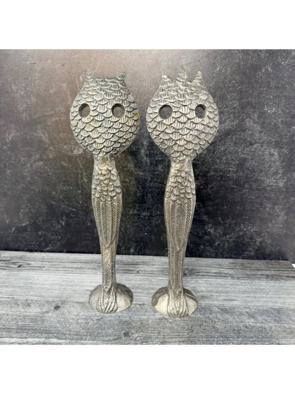 Pottery Barn Owl Salad Servers Aluminum 11.5‎ Inch Vintage